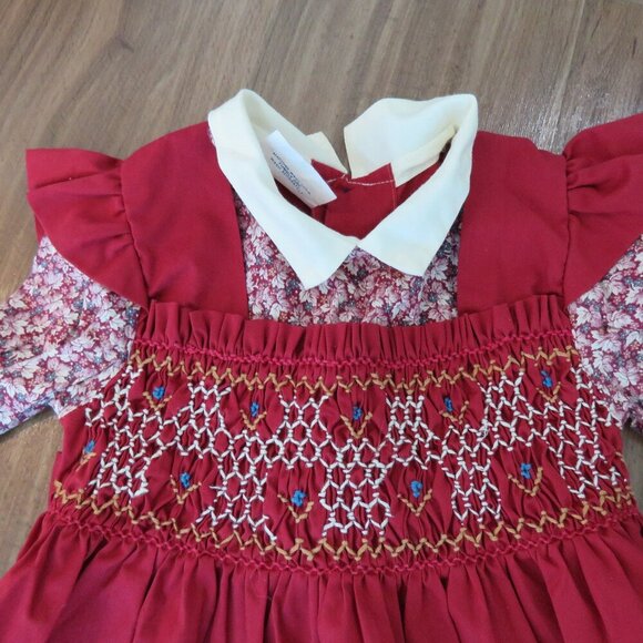 VINTAGE POLLY FLINDERS Smocked Floral Cottagecore Prairie Girl's Dress Church - Picture 4 of 13